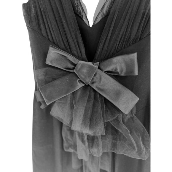 PAULE KA Evening Gown Elegant Black Sleeveless Dress V-Neck & Bow Detail - Picture 15 of 15